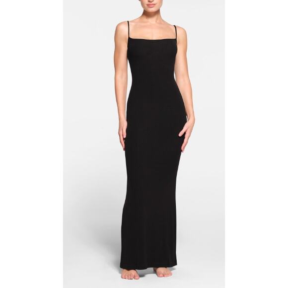 Skims Ribbed Maxi Dress Black - Picture 1 of 5